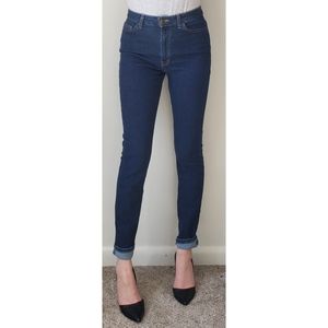 American Apparel Stretch Denim High Rise Pencil Pant Jeans 29 Dark Indigo